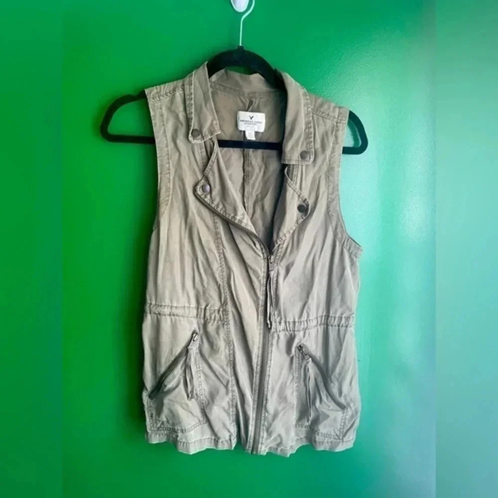 CLEARANCE American Eagle Army Green longline Utility‎ Vest Small